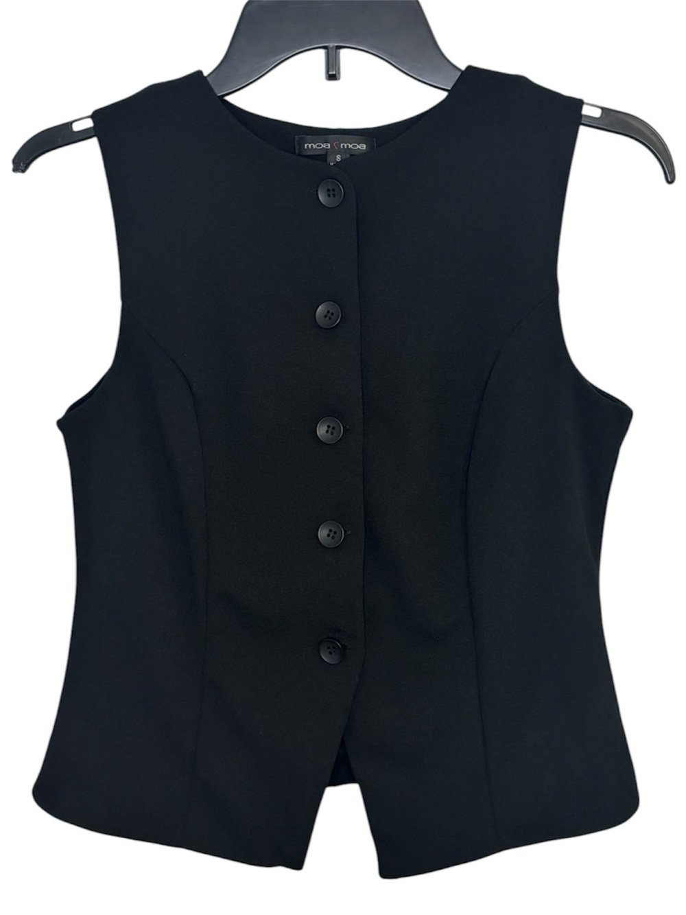 Moa Moa Black Sleeveless Button Front Vest Top Size Small